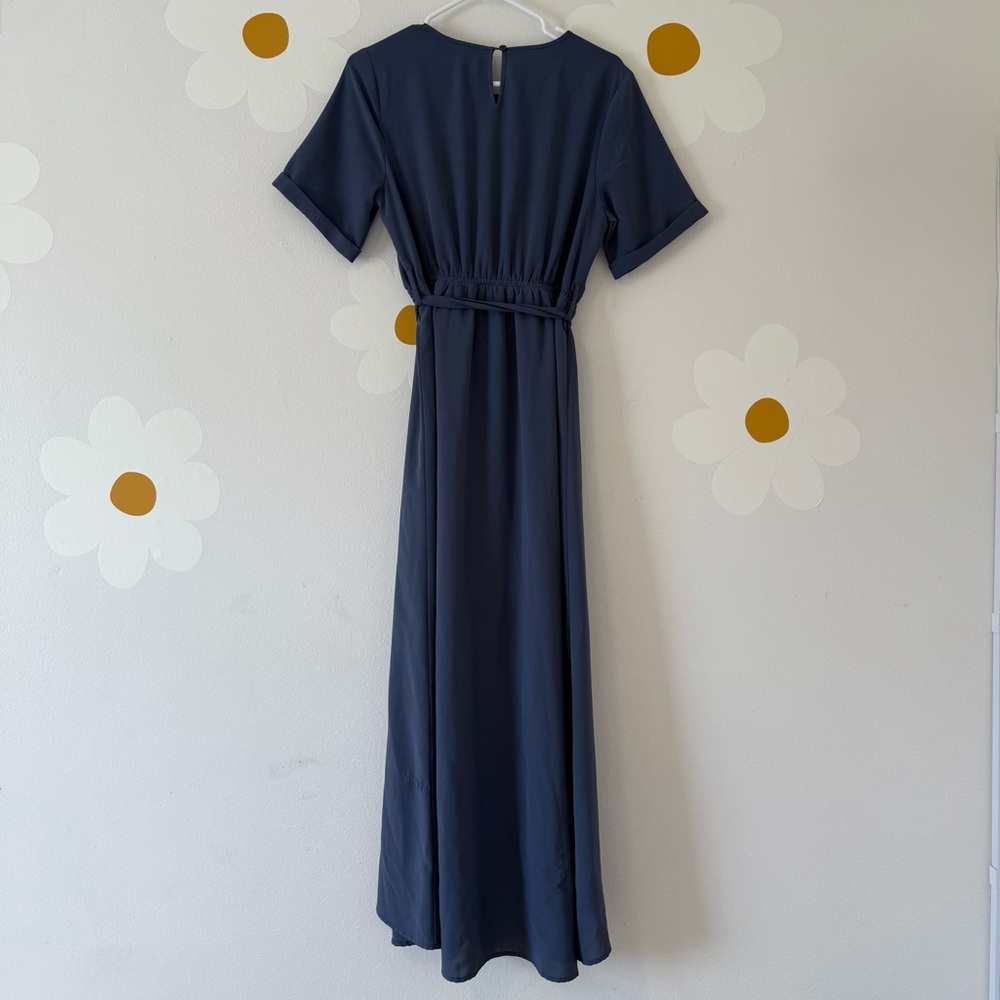 Roolee Taylor Jane Wrap Maxi Dress in Slate Blue - Picture 8 of 14